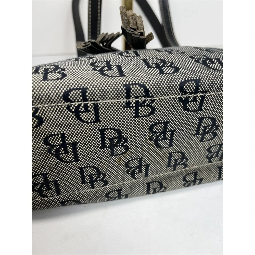 Vintage Dooney & Bourke‎ Signature Monogram Shoulder Handbag Purse Grey/Black